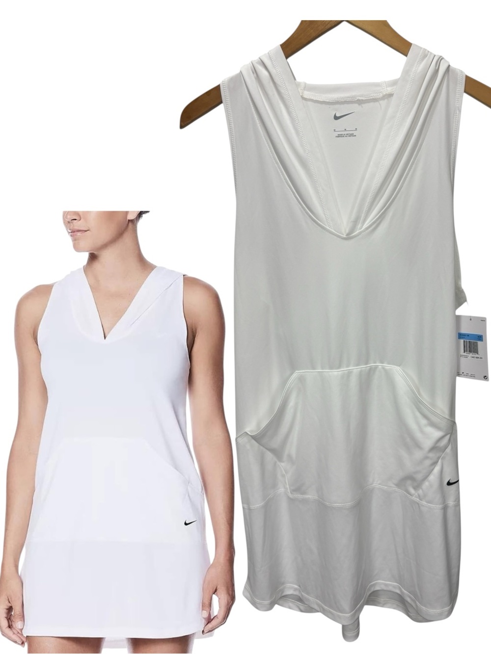 Nike Womens Essential Hooded Swim Cover Up Dress White Size M NESS9357 NWT